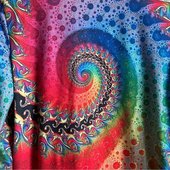 fractal art psychedelic v neck indie boho blouse - Picture 6 of 7